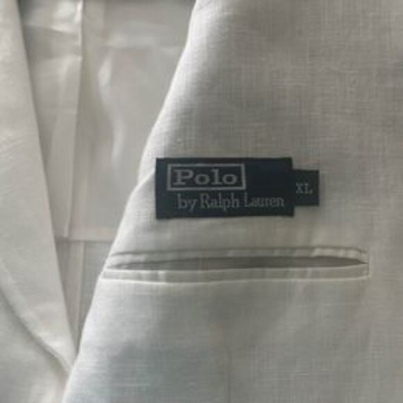 Men's XL White Linen Vintage "Don Johnson Miami Vice" Sport Jacket POLO by Ralph - Picture 5 of 7